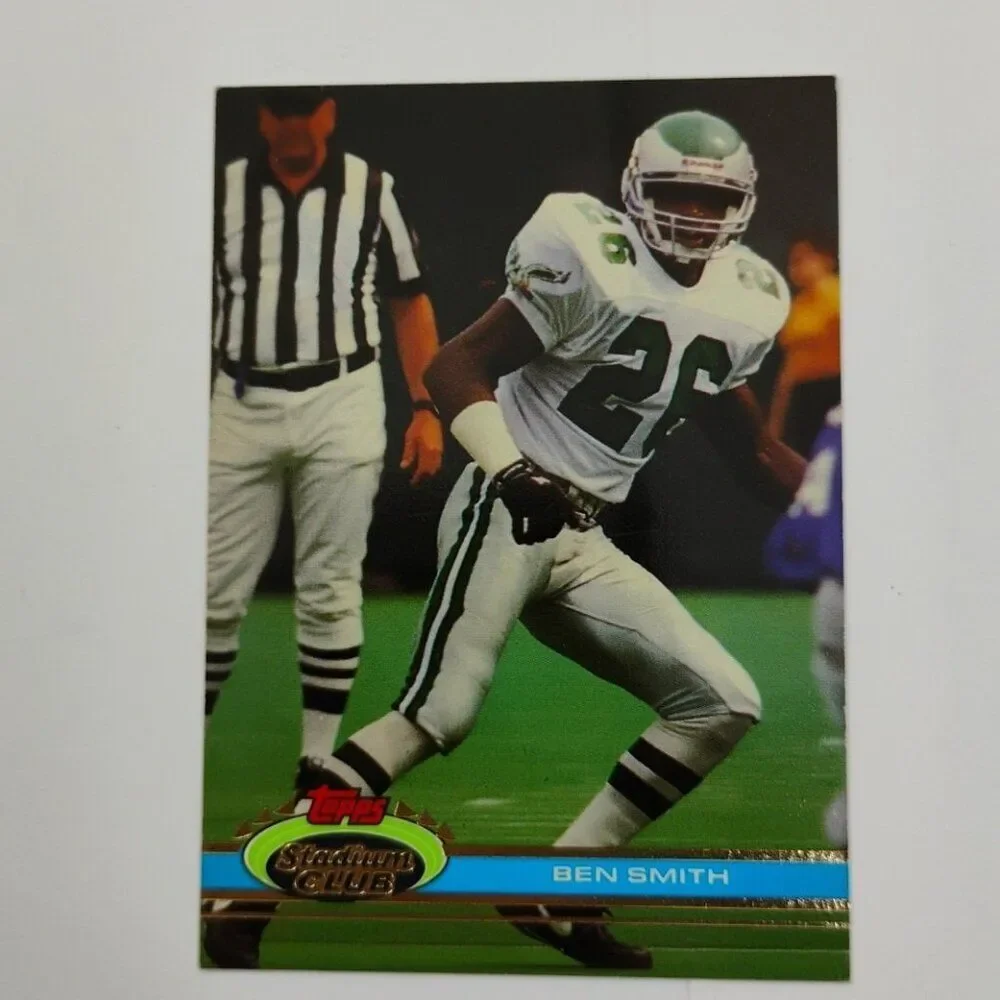 1991 Topps Stadium Club Football Card Ben Smith Philadelphia Eagles #424 - Picture 2 of 7
